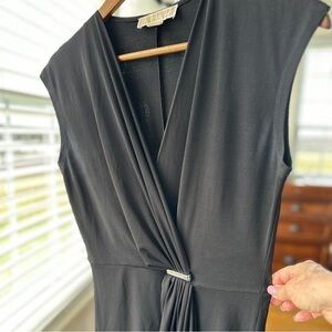 Michael Kors faux wrap midi  dress, sleeveless, v-neck, stretch jersey knit